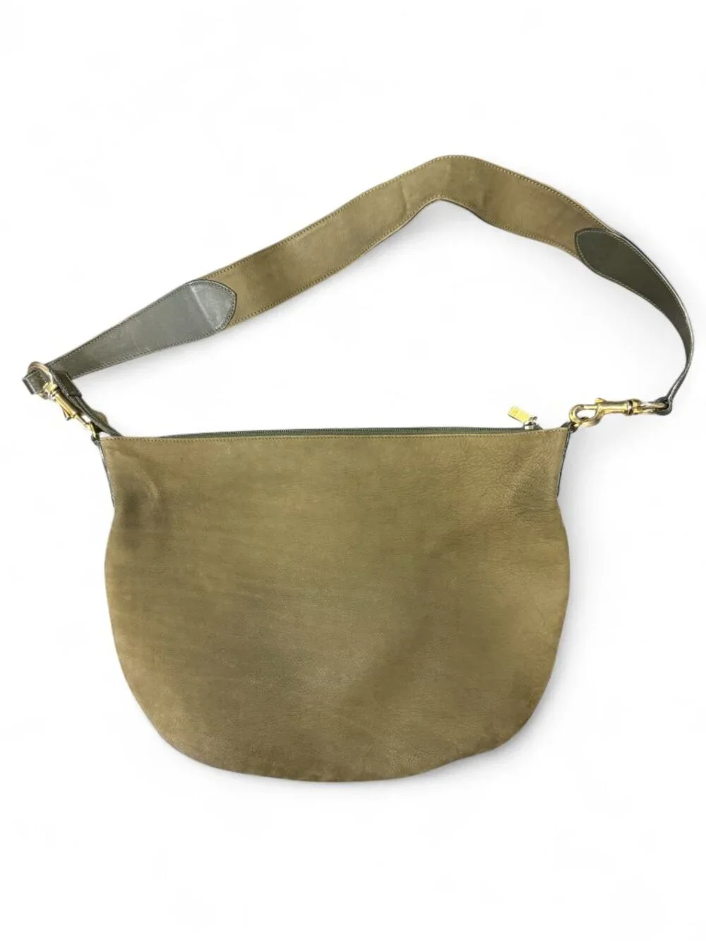Gucci Vintage 80s Leather Nubuck Suede Half Moon Shoulder Bag